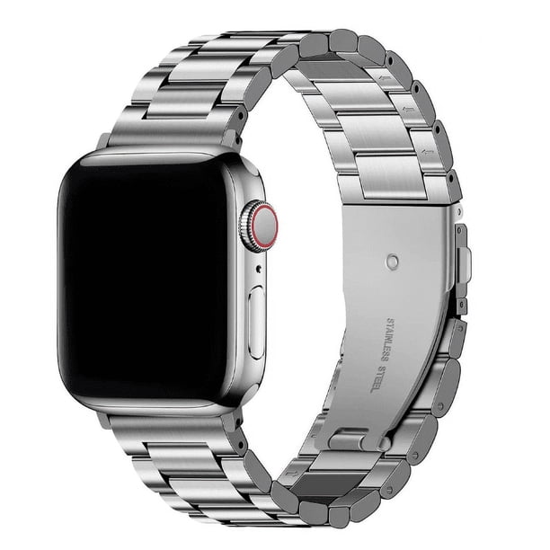 Compatible con correa de Apple Watch de 42 mm/44 mm/45 mm/49 mm, acero inoxidable compatible con correa de Apple Watch Se, Se 2, ultra, Series 8/7/6/5/4/3/2/1 (plata, 42 mm/44 mm/ 45 mm/49 mm) oso de fresa Electrónica