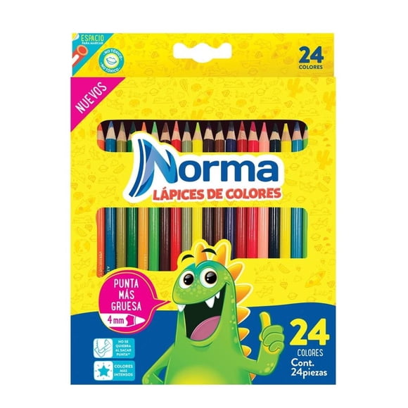 Lápices de Colores Norma Punta Gruesa con Sacapuntas 24 pzas