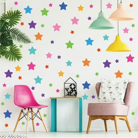 150 Pcs Colorful Star Decals Multicolor Wall Stickers Vinyl Peel and Stick for Living Room Kids Bedroom Boys Girls Playroom Classroom Decor
