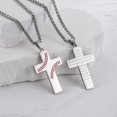 thumbnail image 3 of APSVO Birthday Valentine's Day Anniversary Christmas Gift for Boyfriend Husband Men Silver Baseball Cross Necklace for Men Stainless Steel Bible Verse Cross Pendant Necklace with 20+2 Inch Chain, 3 of 5