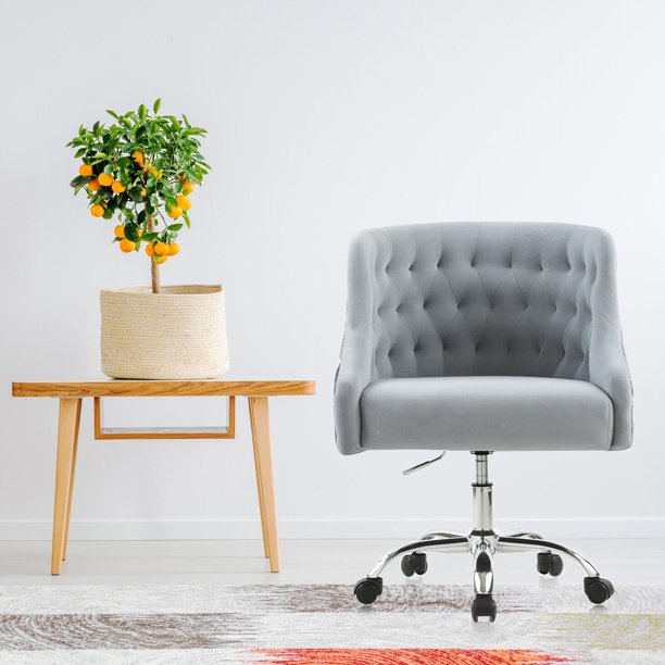 Modern Velvet Home Office Chair Adjustable Leisure Swivel Desk Chairs With High Back 360 Degree Castor Gold Wheels For Living Room Bedroom Overall 18 1 D Com Modern Velvet Home Office Chair, High Back Swivel Chairs For Living Room