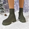 thumbnail image 3 of XUNKUSGA Booties for Women Fashion Solid Color Elastic Chelsea Boots Women Casual Chunky Block Heel Round Toe Ankle Booties Comfy Trendy Slip On Women Boots 5.5-9.5 Army Green, 3 of 7