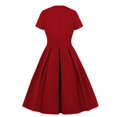 thumbnail image 4 of Vestidos Para Mujer Vestido de Fiesta Cuello en V Retro Color Sólido Manga Corta Cintura Alta Vestido Formal Odeerbi ODB174158, 4 of 8