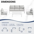 thumbnail image 2 of ECOPATIO Aluminum Patio Furniture Set, 6 Pcs Metal Modern Outdoor Sofa Sets, Outdoor Sectional Patio Conversation Set with Coffee Table for Backyard, Poolside, White (Included Waterproof Covers), 2 of 10