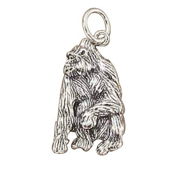 Sterling Silver 16" .8mm Box Chain Gorilla Pendant Necklace