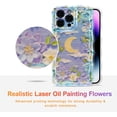 thumbnail image 2 of Case for iPhone 14 Pro, Colorful Retro Oil Painting Flower Leaves Moon Cloud Pattern Laser Cute Curly Wave Edge Exquisite Phone Cover Stylish Durable TPU Protective Case for Women - Purple#3, 2 of 18