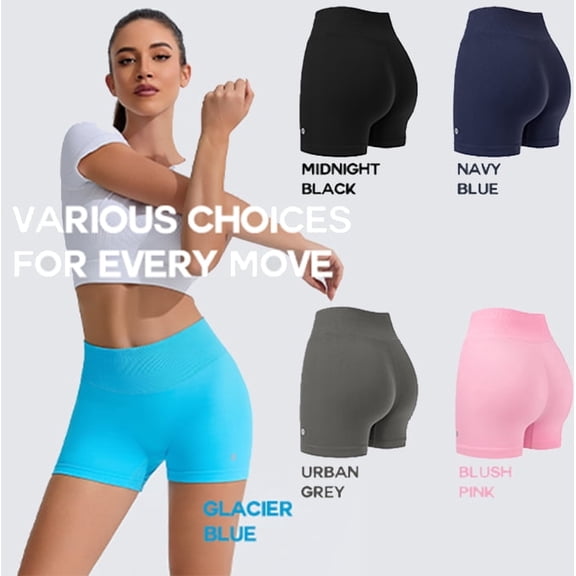 KEFIRLILY Women's High Waisted Yoga Shorts - 4-Way Stretch Compression with Anti-Ride Up for Running & Gym