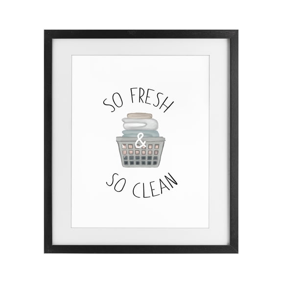 Stupell Industries Rustic Lodge So Fresh Laundry Basket Black Framed Print Under Glass, 13 x 16, by Elizabeth Medley