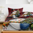 thumbnail image 6 of Full Size Fitted Sheet Set - Red Christmas 3 Piece Bedding Sets 16" Deep Pocket Fitted Sheet with 2 Pillowcases, Xmas Snowman Tree Snowflake Red Checked Brushed Microfiber Hotel Luxury Bed Sheets, 6 of 9