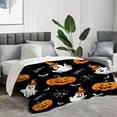 thumbnail image 5 of Halloween Throw Blanket Twin Pumpkins Skull Blanket Black Spooky Scary Decorative Lightweight Fuzzy Soft Plush Fleece Blankets and Throws Couch Sofa Bed Outdoor Lap Blanket, 5 of 6