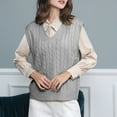 thumbnail image 2 of WNEGSTG Ladies' Solid Color Knit Vest V Neck Vest Sweater Sleeveless Pullover Gray, 2 of 5