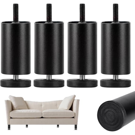 Sugagale 4-Pack Adjustable Bed Legs, M8 x 35mm Metric Thread, Aluminum Alloy Metal Furniture Legs, Replacement Legs for Sofa & Table
