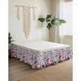 thumbnail image 2 of Colorful Spring Floral Bed Skirt King Size 18" Drop Summer Botanical Cactus Ruffled Wrap Around Bed Skirts Adjustable Elastic Bedskirt Dust Ruffle for King Size Bed, 2 of 7