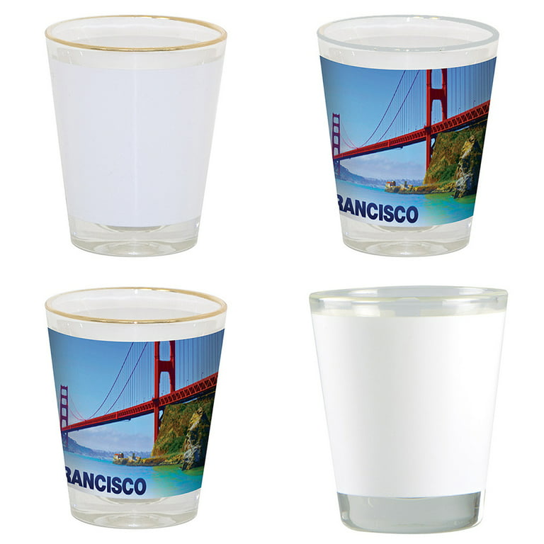 12 Pieces Blank Sublimation Shot Glasses 1.5 ounces White Patch Heat  Thermal Transfer Dye Craft Tequila 