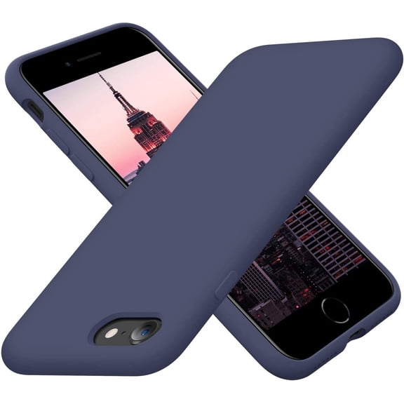 Designed for iPhone SE Case 2022/2020, Designed for iPhone 7 8 Case, Silicone Ultra Slim Shockproof Phone Case with [Soft Microfiber Lining], 4.7 inch, Navy Blue