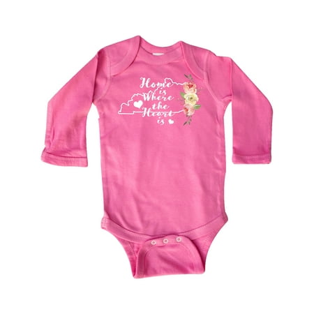 

Inktastic Kentucky Home is Where the Heart is with Watercolor Floral Gift Baby Boy or Baby Girl Long Sleeve Bodysuit