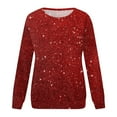 thumbnail image 4 of Women's Glitter Sparkle Long Sleeve Pullover Sweatshirt Casual Loose Fit Crew Neck Tops, 4 of 5