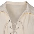 thumbnail image 4 of Disfraz de pirata caballero medieval para hombre adulto, camisa medieval renacentista, ropa de manga larga con cordones, camisas, traje vintage de Halloween, 4 of 5