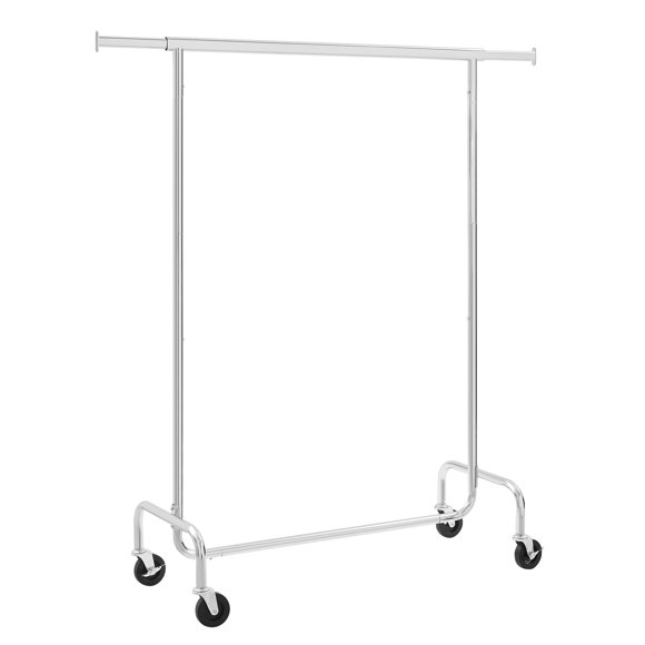 SONGMICS Burro Ropa con Ruedas, Perchero Burro Extensible, Carga Pesada, Carga de 130 kg, Fácil de Montar, Portátil, Plata