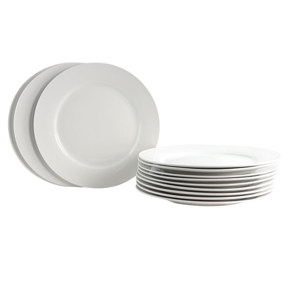 Gibson Home Noble Court 12 Piece Dinner Plate Set in White Walmart