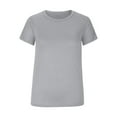 thumbnail image 4 of Gray S WIZUTIZ T Shirts for Women up to 50% Off Cotton Blend Tee Solid Cotton Linen Fluffy Short Sleeve T-shirt Pure Colour Ladies Blouse Holiday Beach Plain Tshirts Lightweight Plus Crew Neck Tshirt, 4 of 5