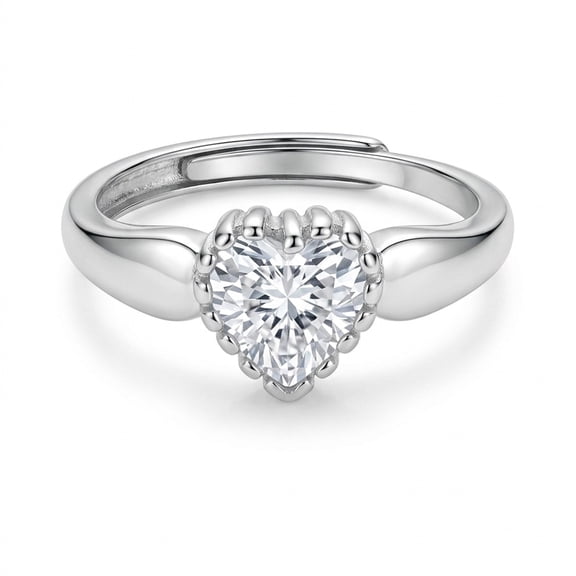 925 Pure Silver The "Amoré Heart" Solitaire