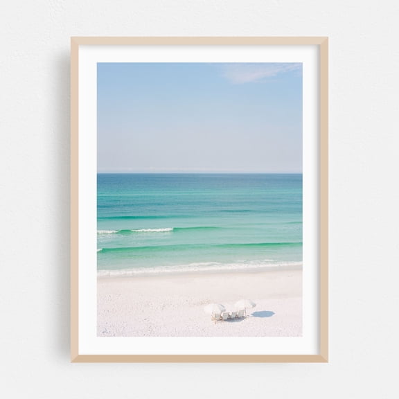 Ocean View IV - Santa Rosa Beach Florida Photography Beach Ocean Coast Minimalist Seaside Waves Summer Oak Framed Wall Art Print 18 x 24 inches