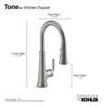 thumbnail image 4 of Kohler 23764-CBL Robinet de Cuisine Rétractable avec Pulvérisateur Rétractable Chrome Poli Noir Mat, 4 of 5
