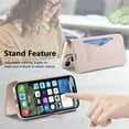 thumbnail image 4 of for iPhone 16 Case Card Holder, 2-in-1 Magnetic Wallet PU Leather Flip Cover RFID Blocking Clear Back [Camera Lens Protector] Ultra-Slim Business Magnetic Phone Case with Flip Stand, Rosegold, 4 of 11