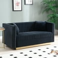 thumbnail image 2 of Contemporary Vertical Channel Tufted Velvet Sofa Loveseat Modern Upholstered 2 Seater Couch for Living Room Apartment with 2 pillows,Black, 2 of 6