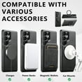 thumbnail image 3 of for Samsung Galaxy S25 Ultra Case, PU Leather Back + TPU Frame, 360° Rotating Ring Bracket Strong Magnetic, Wireless Charging Compatible, Ultra Slim Protective Phone Case Cover, Black, 3 of 6