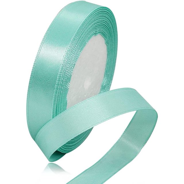 LAICAIW Solid Color Mint Green Satin Ribbon, 5/8 Inches x 25 Yards Fabric Satin Ribbon for Gift Wrapping, Crafts, Hair Bows Making, Wreath, Wedding Party Decoration and Other Sewing Projects