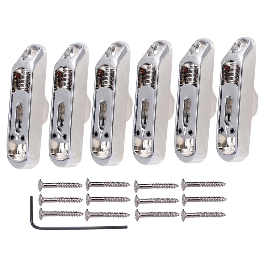 Dualoai Guitar Bridge Tailpiece Hex Wrench Set with Screws For 6-String Electric Guitar Silver