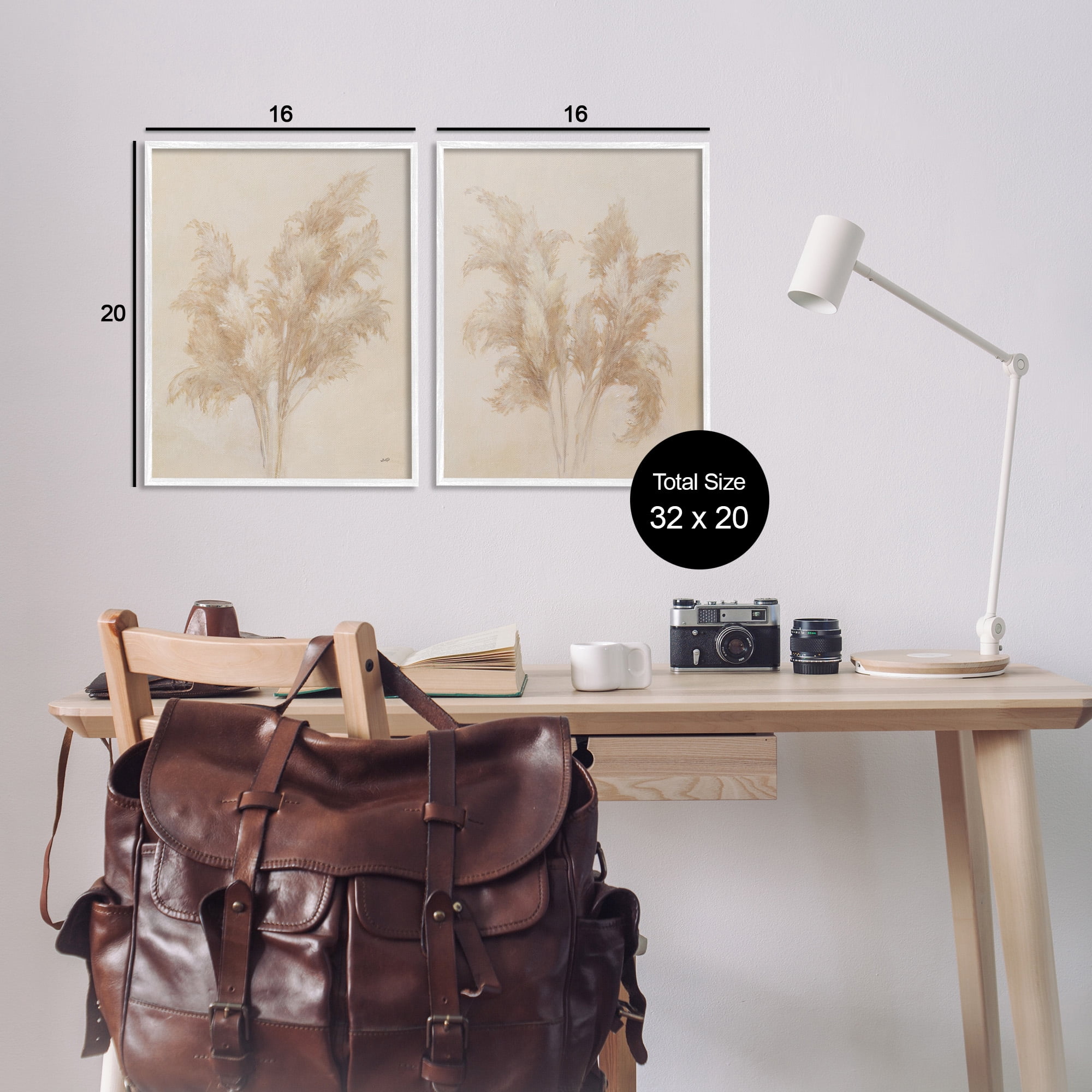 Stupell Industries Rural Reeds Studies Botanical & Floral Drawing White Framed Art Print Wall Art, 16 x 20, Set of 2