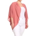 thumbnail image 2 of Women's Plus Size Loose Fit 3/4 Sleeves Kimono Style Open Front Solid Cardigan, 2 of 5