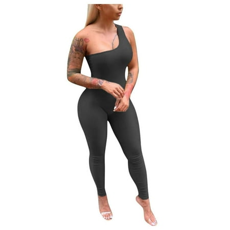 

Jumpsuits For Women Dressy Summer New Women s One-shoulder Sleeveless -lifting Sports Jumpsuit Women s Jumpsuits Rompers & Overalls Summer Rompers For Women 2023 Beach