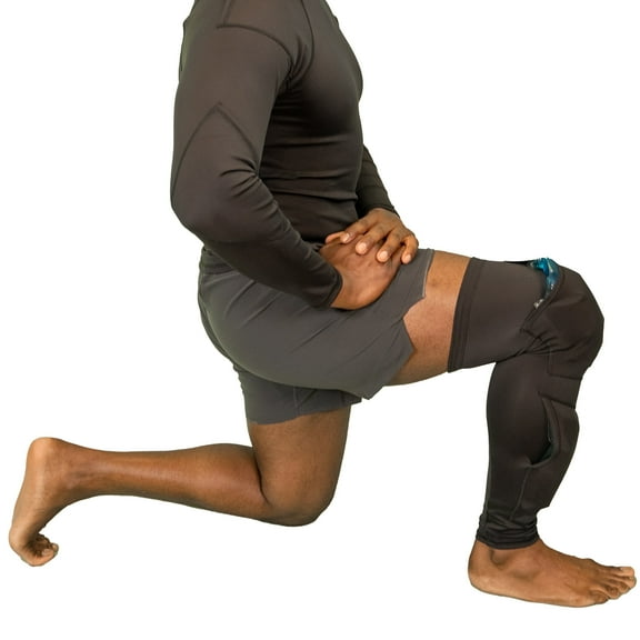 Icebod Active Compression Knee Sleeve with 2 Flexpod Ice Gel Packs for Recovery, Custom Pockets for Knees & Shins, Workout-Friendly Support Unixex (M-L))