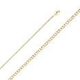 thumbnail image 2 of Wellingsale 14k Two Tone Yellow and White Gold Polished Solid 2.7mm Cuban Concaved Curb White Pave Diamond Cut Chain Necklace with Lobster Claw Clasp - 16", 2 of 6