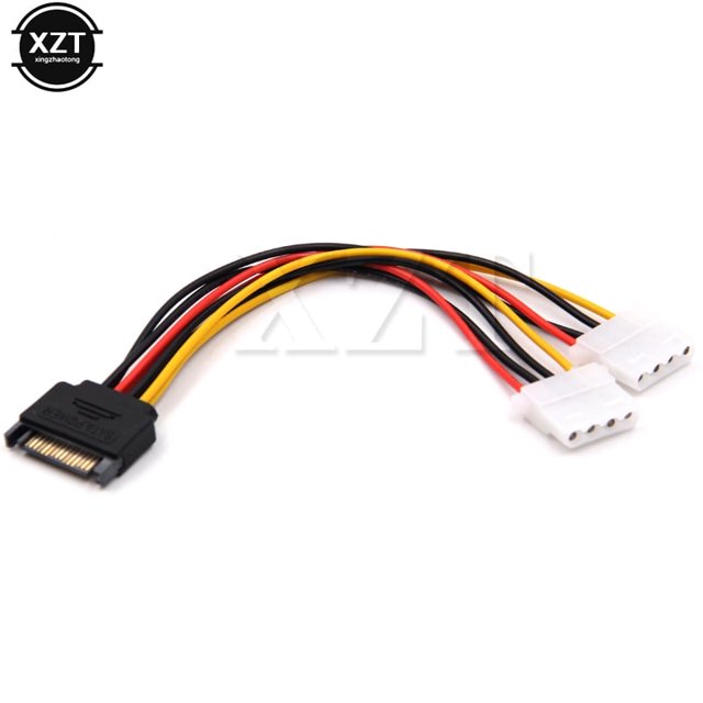 Conector de cable de disco duro IDE estándar de 15 pines SATA a 2 machos a hembra de 4 pines Molex. Fuente de alimentación avanzada.