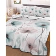 thumbnail image 3 of Quilts Twin Size, Teal Pink Spring Floral Soft Comforter Bedding Set for Bed, Summer Botanical Watercolor Lightweight Quilted Bedspread with Pillow Cover(2 Pieces) for All Season, 68x86 Inch, 3 of 6
