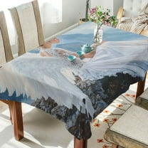 BZSMCE Square Tablecloth White Angel Pattern Tableclothes