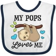 thumbnail image 3 of Inktastic My Pops Loves Me with Sloth and Hearts Boys or Girls Baby Bib, 3 of 4