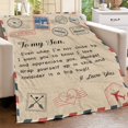 thumbnail image 3 of Son Blanket, Son Blankets From Mom Dad, Birthday Christmas Gifts For Son From Mom, I Love You Son Blanket Hug Presents To My Son, Son Warm Soft Bed Flannel Air Mail Letter Throw Blanket(30"x40"), 3 of 7