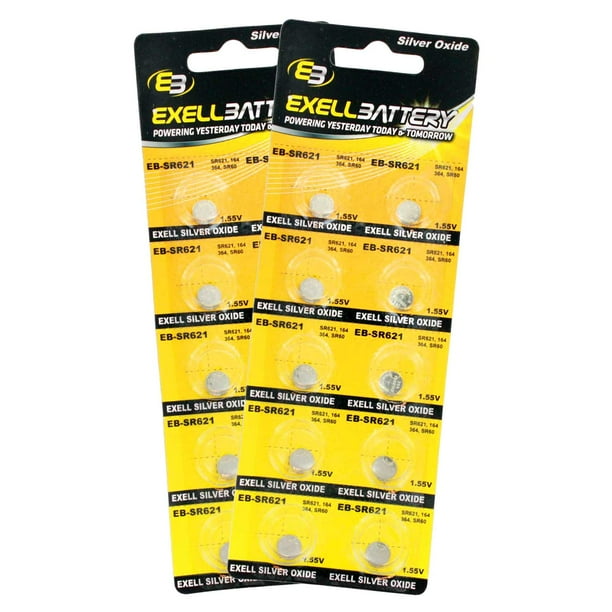 2pc 10pk Exell EBSR621 Silver Oxide 1.5V Watch Battery for SR621SW