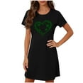 thumbnail image 2 of Blmnix Cotton Nightgowns Moo Moos for Women Nightgown Sleepshirts St. Patrick Chemise Short Sleeve Above-the-Knee Crew Neck Black Mumu Nightgown,S, 2 of 5