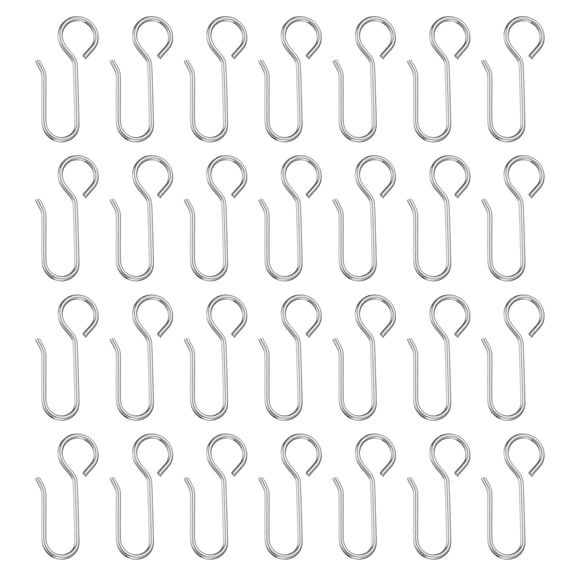 28Pcs Curtain Track Hooks S-Shaped Metal Drapery Hook Pins, Silver