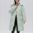 thumbnail image 2 of Patlollav Womens Denim Outwear Loose Long Sleeve Cotton-Padded Jacket Long Frock Coat, 2 of 6