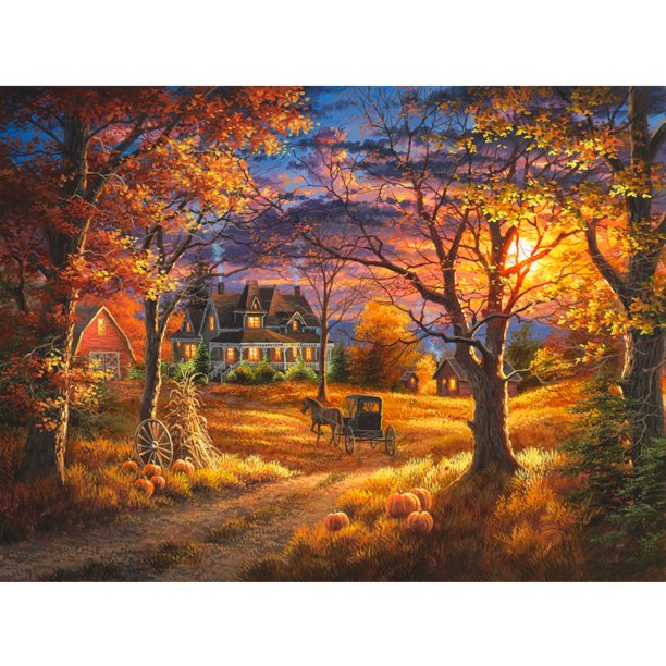 Kit de pintura de diamantes (DE2124) Vista del árbol de la puesta del sol Imagen de resina de diamantes de imitación redonda completa 40x50cm Hugtrwg Para estrenar