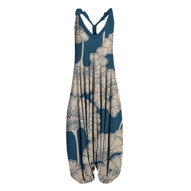 Mono Corto Sin Mangas Con Cuello En V Sin Espalda Con Estampado Vintage Informal Para Mujer Odeerbi ODB-6