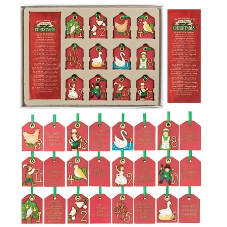 12.25" Red and Green 12 Days of Christmas Ornament Set